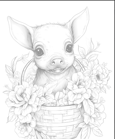 238 Baby Pig with flowers
