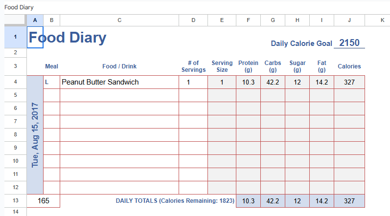 food diary.xlsx