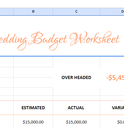 Free Printable Wedding Budget Worksheet Template