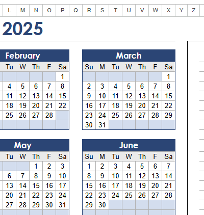 2025 calendar.xls