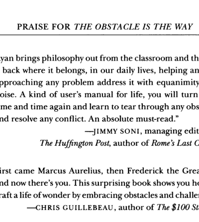 Praise For The opstacle Is The Way