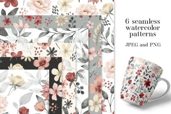 Digital Paper, Patterns with Flowers